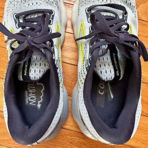 Brooks Glycerin 20 Light Blue/Peacoat/Nightlife Mesh Running Sneakers Size 9 - Picture 6 of 13